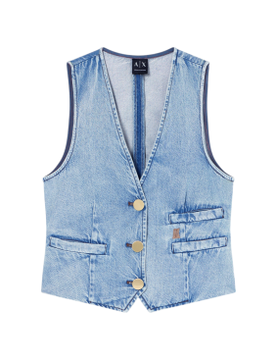 Para mujer. XW002263AF21338MB001 Chaleco vaquero ligero de algodón y lyocell (XS), Casual, Denim