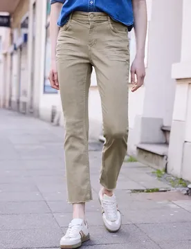 Street One High Waist Kick Flare Hose im Slim Fit female Beige
