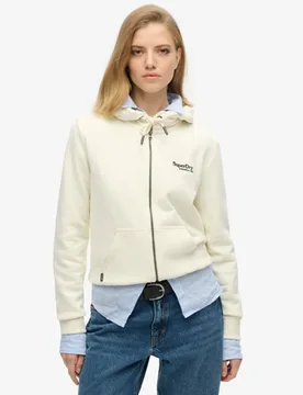 Superdry Damen Leicht Aufgeraute Essential Logo Kapuzenjacke Weiß - Größe: 38 - 79.99 - FashionsVida