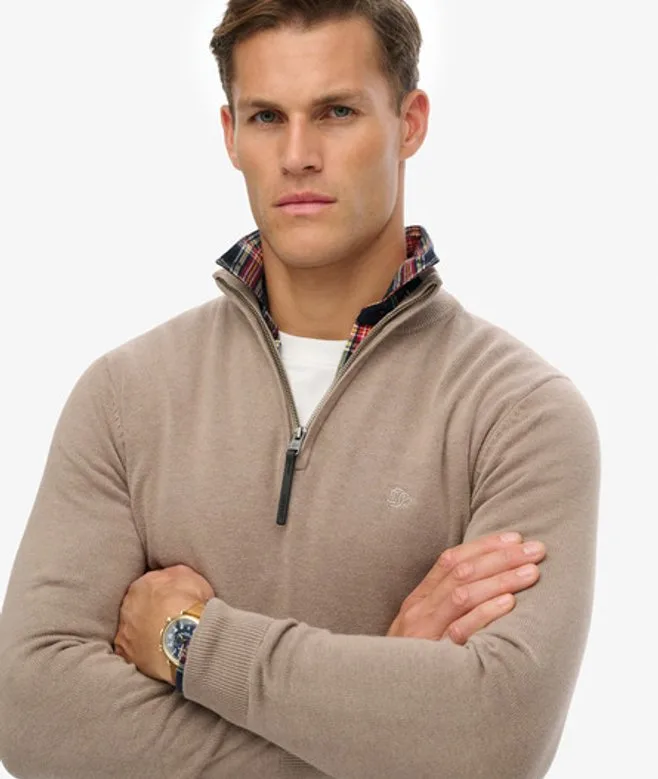 Superdry Herren Essentials Baumwoll-pullover mit Reißverschluss Brown - Größe: L - 74.99 - FashionsVida