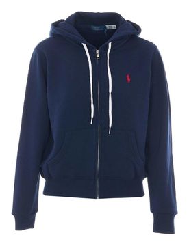Felpa con cappuccio e zip con logo Polo