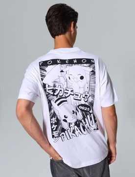 T-shirt in cotone con stampa sul retro Pokémon - bianco
