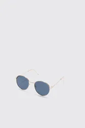 Men's Round Metal Sunglasses Black Black One Size