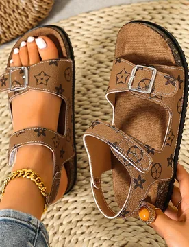 Sandalias de verano para mujer, estilo minimalista con punta abierta y planas, sandalias de estilo vacacional para mujer, sandalias cómodas para muje - Shein - FashionsVida