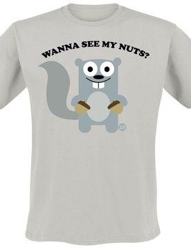 T-Shirt - Wanna See My Nuts - Squirrel - M bis 3XL - für Männer - Größe XXL - grau - Männer - male