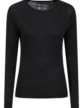 Women's Thermal Base Layer Lightweight Merino Top in Black Size: 10 - Black - Size: 10 - Mountain Warehouse - FashionsVida