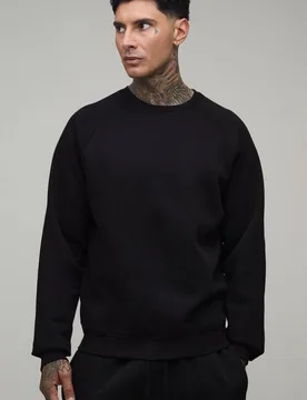 Herren Tall Essential Regular Geschnittener Raglanärmel Pullover Black Größe Small - boohooMAN - FashionsVida