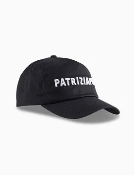 Cappellino nero in cotone con logo ricamato sul frontino a contrasto di colore - Patrizia pepe - FashionsVida