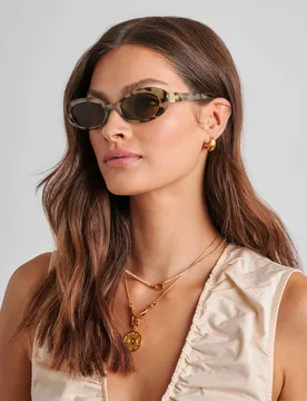 Animal Print Oval Sunglasses Brown Mix female - Katie Loxton - FashionsVida