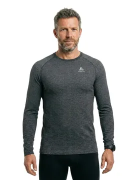 Maglietta A Maniche Lunghe Crew Essential Seamless Grey Melange S