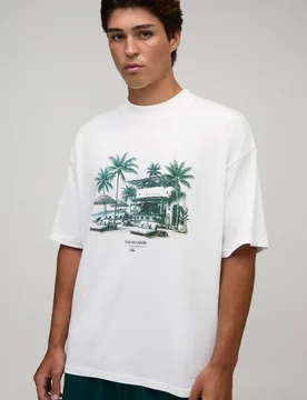 Herren Weißes Übergroßes T-Shirt Mit Beach-Club-Aufdruck White Größe Small - boohooMAN - FashionsVida