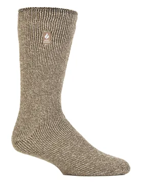Mens Thick Winter Warm Original 2.3 Tog Thermal Socks - Beige Cotton - Size Uk 6-11 - Heat Holders - FashionsVida