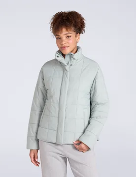 Nina Womens Grid Quilt Padded Jacket - Green - Green - Size: 20 - Animal - FashionsVida
