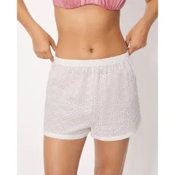Pantalon de playa corto algodón bordado