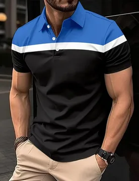European and American Spring/Summer 2025 New Polo Shirt Button Striped Men's Polo Shirt T-shirt - Aliexpress - FashionsVida