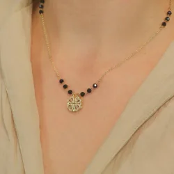 Women's Mangalsutra Four Heart Magnet Foldable Zircon Necklace in Gold - Gold - Size: One Size