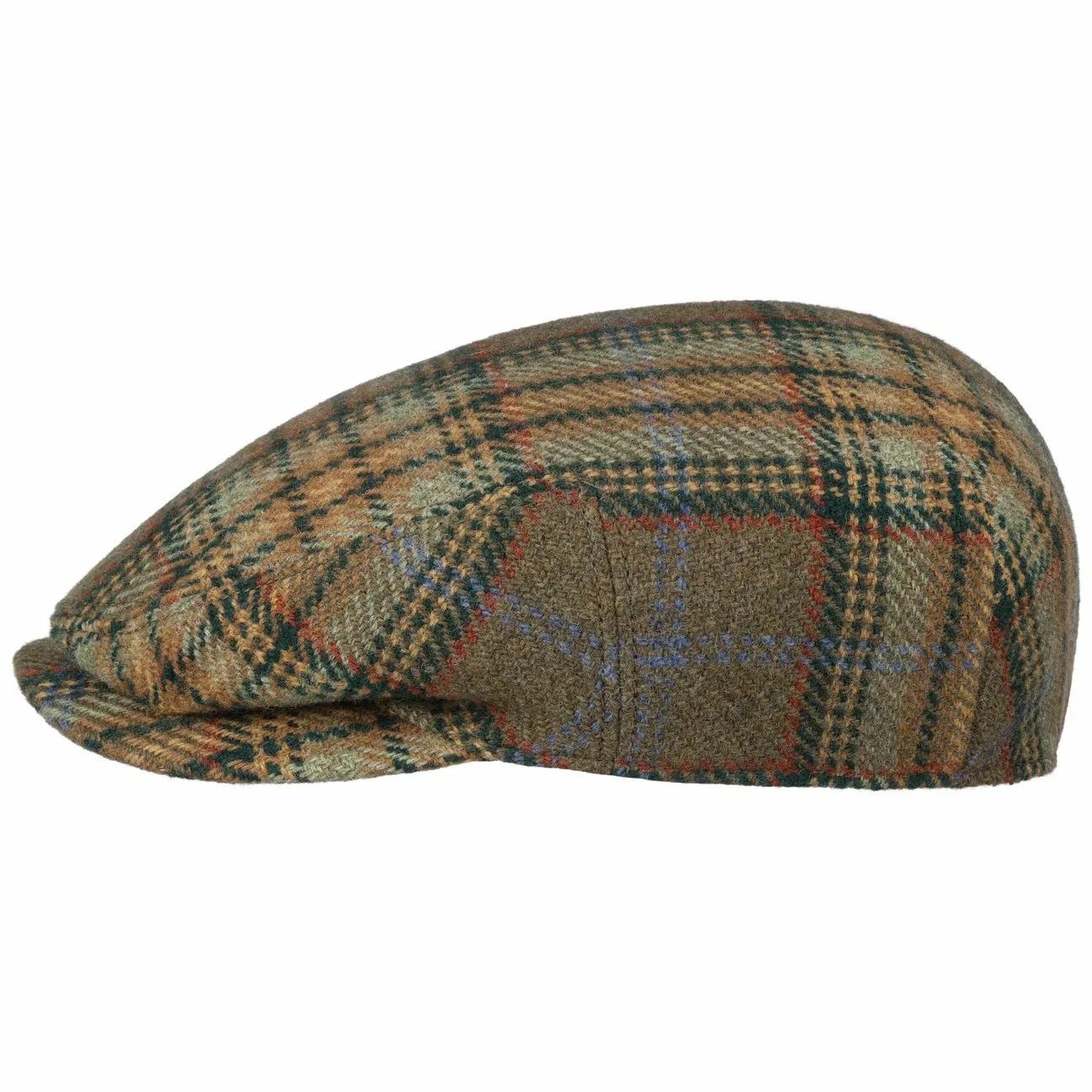 Kent Yorven Check Flat Cap by - olive-mottled - Size: 55 cm - Stetson - FashionsVida