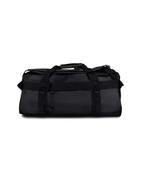 Borsone da viaggio Duffel Bag nero in tessuto tecnico impermeabile effetto gommato - Rains - FashionsVida