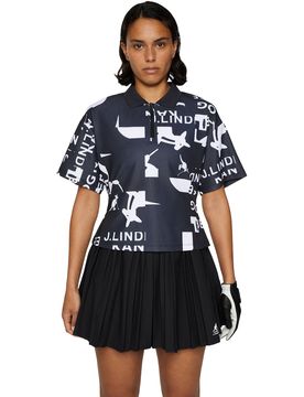 Polo Amila Print, schwarz/weiss m