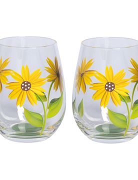 Trinkgläser „Sonnenblume“, 2 Stück je 550 ml transparent gelb