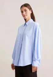 Oversized Oxford Bluse mit Pololeiste Blau 38