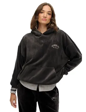 Felpa Con Cappuccio Country Club Velour Relax Blackboard XL