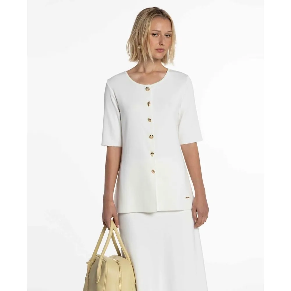 Suéter de mujer de punto adornado con botones joya - Naulover - FashionsVida