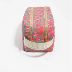 Neceser doble grande nylon leopard