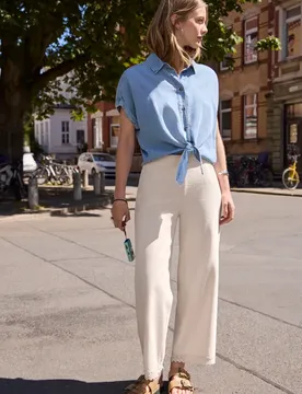 Street One Wide Leg Hose mit Crochet-Detail female Beige