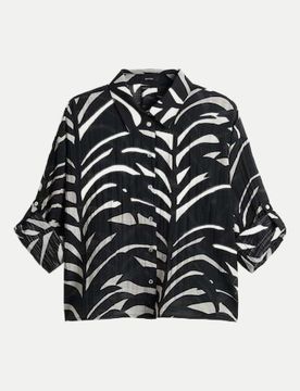 Printbluse Fadena Leaves Schwarz 40