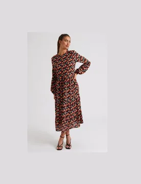 Women's Floral Smock Dress in Black Size: 10 - Black - Size: 10 - Urban Bliss - FashionsVida