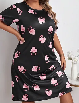 Camisón de pijama con estampado de corazón talla grande - Shein - FashionsVida