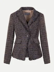 Tweedblazer mit Fransenkanten Braun 40