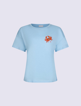T-shirt con patch donna azzurro