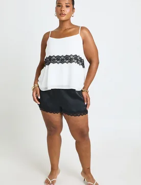 Womens Plus Lace Insert Cami Strappy Top - White - Size 26 Uk - Boohoo - FashionsVida