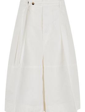 Wide-Leg Culotte Pants with Button Closure