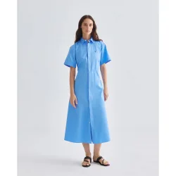 Vestido largo camisero de algodón