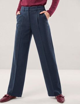 Marlene Hose aus Premium Flanell, Regular Fit#normale Größen#Kurzgrößen, Farbe Blau, 18, leicht angeraut modern weiter Schnitt Damen