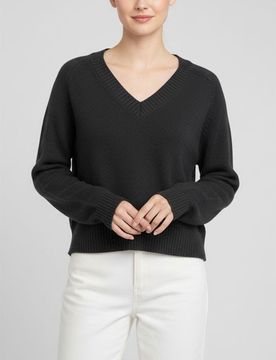 Maglione con scollo a V - nero