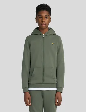 Kids Loopback Cotton Full Zip Hoodie Deep Depths - Lyle & Scott - FashionsVida
