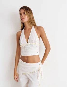 Top de mujer con conchas y cuello halter - Brownie - FashionsVida