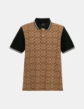 Mens Signature Polo - Brown - Size X-Large - Coach - FashionsVida