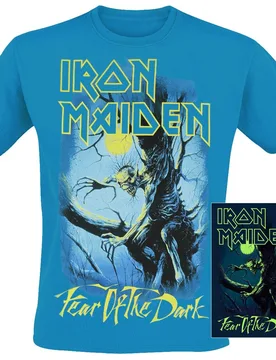 T-Shirt - Fear Of The Dark - Glow In The Dark - S bis XXL - für Männer - Größe M - blau - Lizenziertes Merchandise! - Männer - male - Iron Maiden - FashionsVida