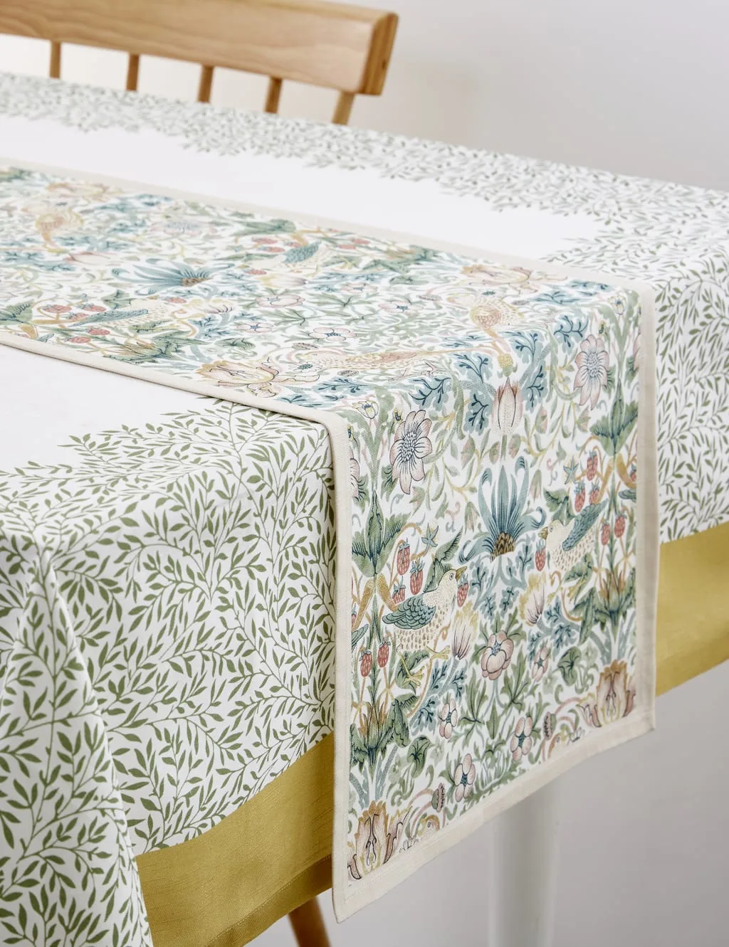 Strawberry Thief Pure Cotton Table Runner Multi - Morris & Co - FashionsVida