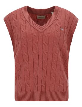 LAMBSWOOL CABLE V-NECK VEST female
