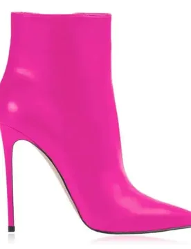 Hot Pink Red Brown Solid Leather Classtic Stiletto Heel Short Boots Women Zipper Side Pointed Toe Thin High Heel Ankle Booties - Aliexpress - FashionsVida