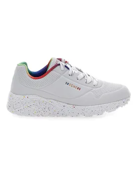 Sneakers bianche con dettagli arcobaleno e suola maculata Uno Lite Rainbow Speckle 39 - Skechers - FashionsVida
