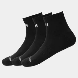 Unisex 3 Pack Quarter Length Socks Black 45-47 - Black - Unisex
