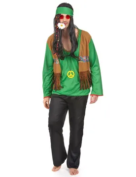 Hippie Herren-Kostüm grün-braun - male - KARNEVAL-MEGASTORE - FashionsVida