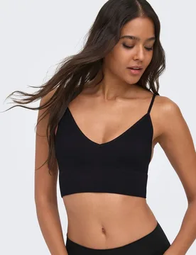 Top - ONLVICKY RIB SEAMLESS VNECK TOP NOOS ACC - L-XL - für Damen - Größe L-XL - schwarz - Frauen - female - Only - FashionsVida